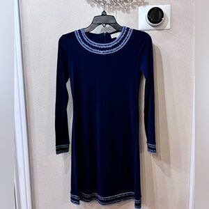 MICHAEL Michael Kors Navy Long-Sleeve Dress with Light Blue Trim